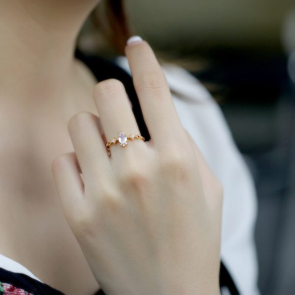 Delicate Moonstone 14K Gold Plated S925 Silver Ring | Intuition & Inner Peace