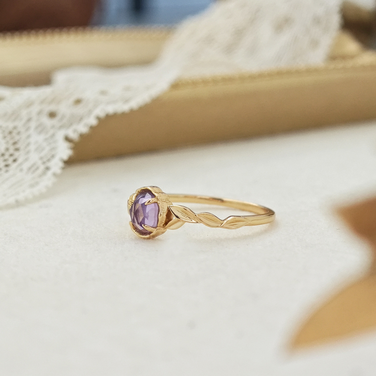 natural amethyst floral leaf ring s925 14k gold plated healing crystal (3) natural amethyst floral leaf ring s925 14k gold plated healing crystal (3)