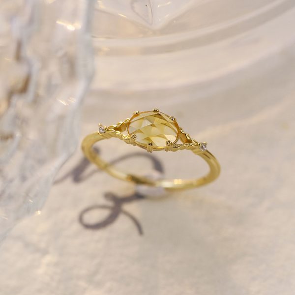 Natural Citrine Ring in S925 Sterling Silver with Gold Plating | Symbol of Joy & Abundance