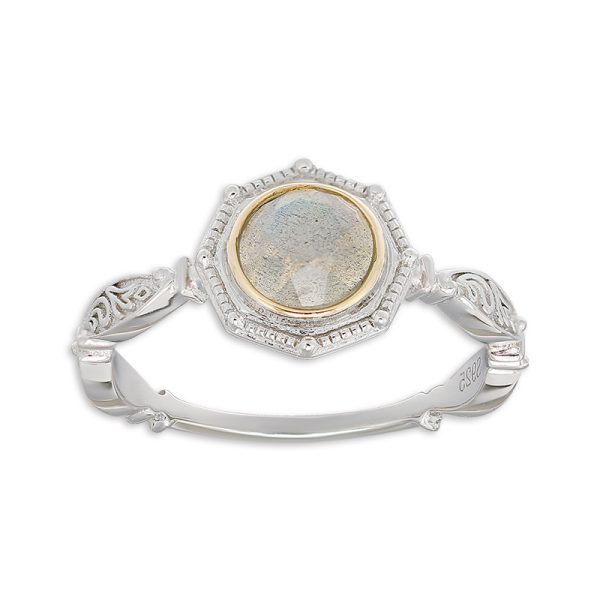 Natural Labradorite Ring in S925 Sterling Silver | French Vintage Ornate Crystal Jewelry for Intuition & Inner Strength