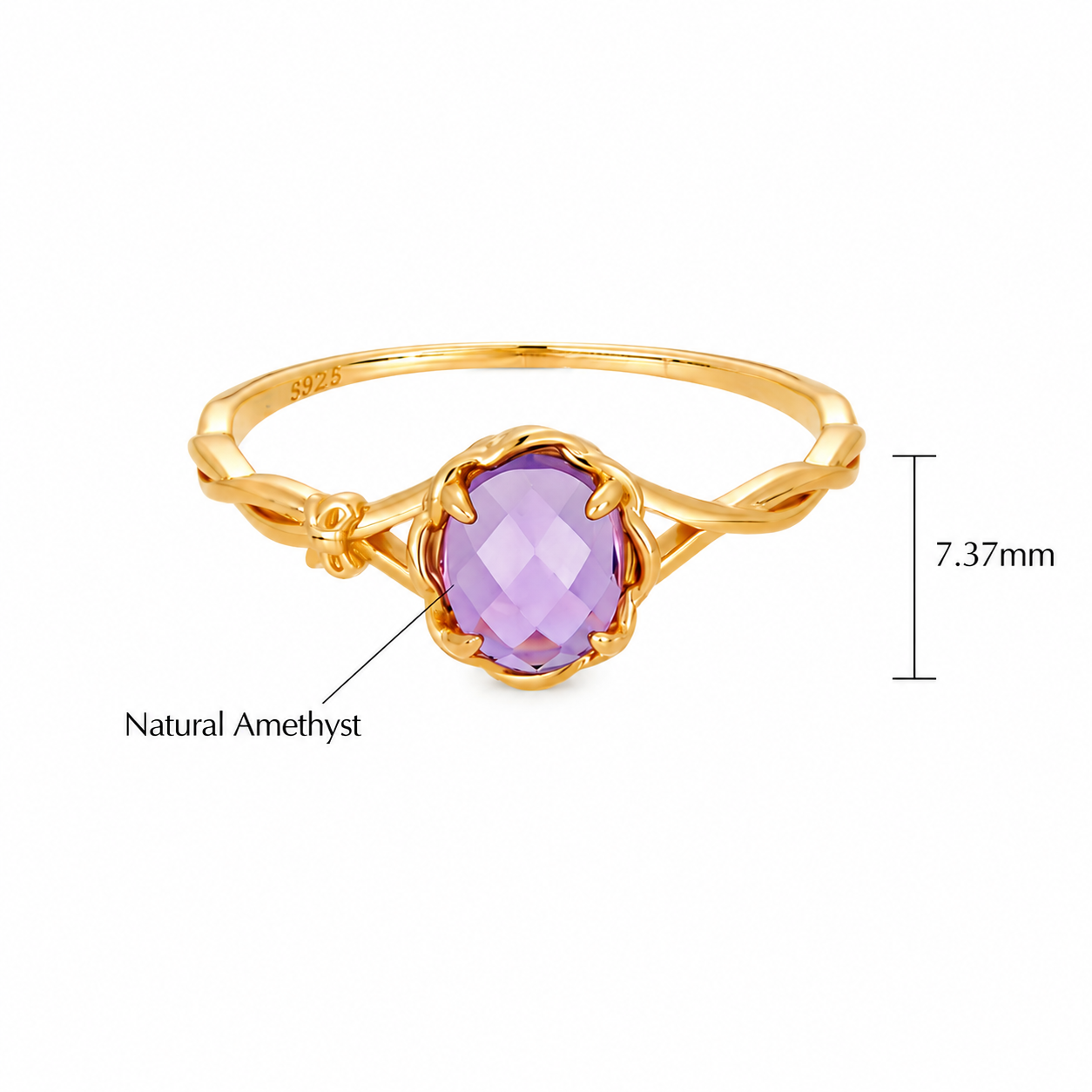 natural rose cut amethyst s925 14k gold ring elegant purple crystal (1) natural rose cut amethyst s925 14k gold ring elegant purple crystal (1)