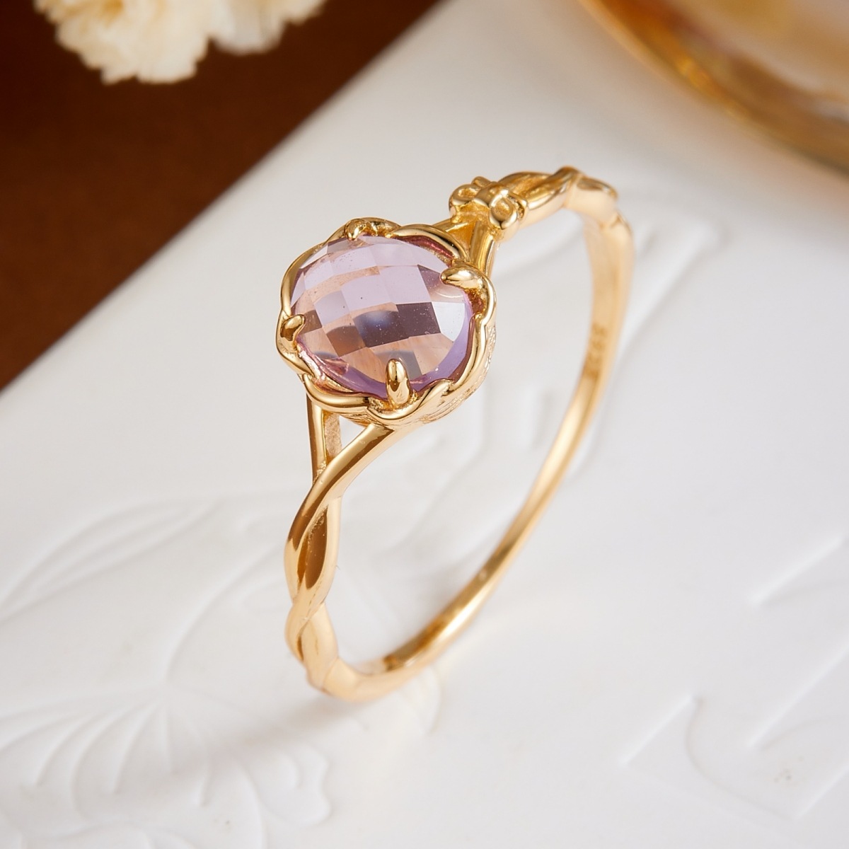 natural rose cut amethyst s925 14k gold ring elegant purple crystal (3) natural rose cut amethyst s925 14k gold ring elegant purple crystal (3)