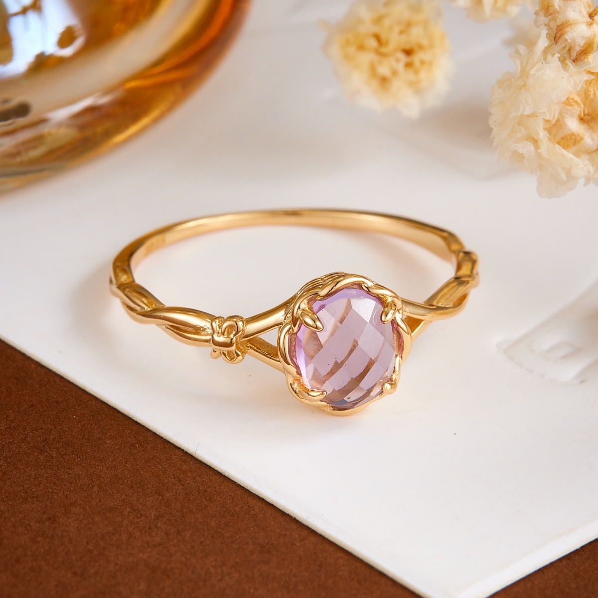 natural rose cut amethyst s925 14k gold ring elegant purple crystal (4) natural rose cut amethyst s925 14k gold ring elegant purple crystal (4)