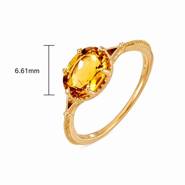Radiant Citrine 14K Gold Plated S925 Silver Ring | Abundance & Positive Energy